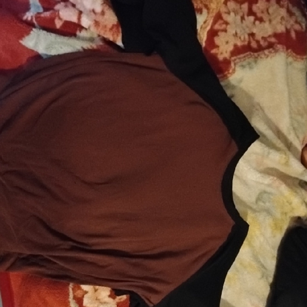 Brown and Black Long Sleeve Top